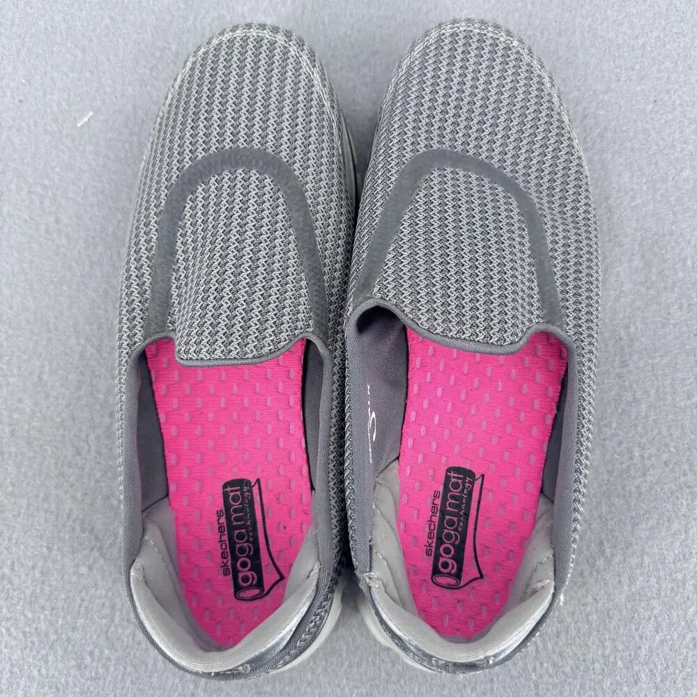 Skechers Go Walk 3‎ Gray Slip On Walking Shoes Womens 7 Goga Mat 13980
